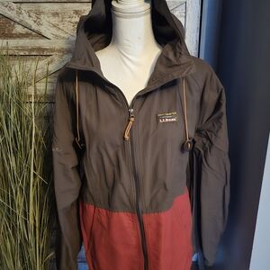 LL Bean Brown and Red Hooded Jacket